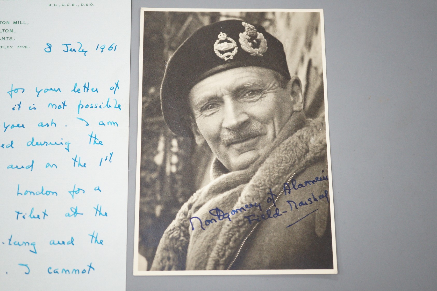 Field Marshall Montgomery of Alamein, signed photograph and interesting letter, 1961 relating to China relations